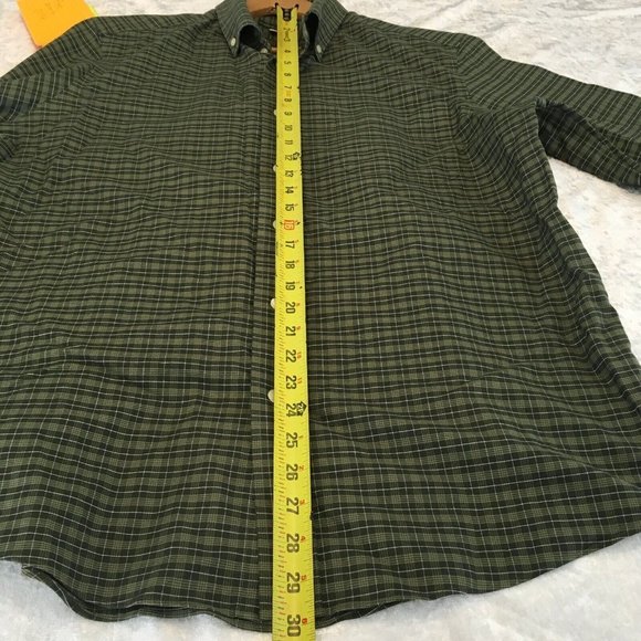 Eddie Bauer Mens Green Plaid Long Sleeve Collared Button Up Shirt Size Large - Picture 9 of 9